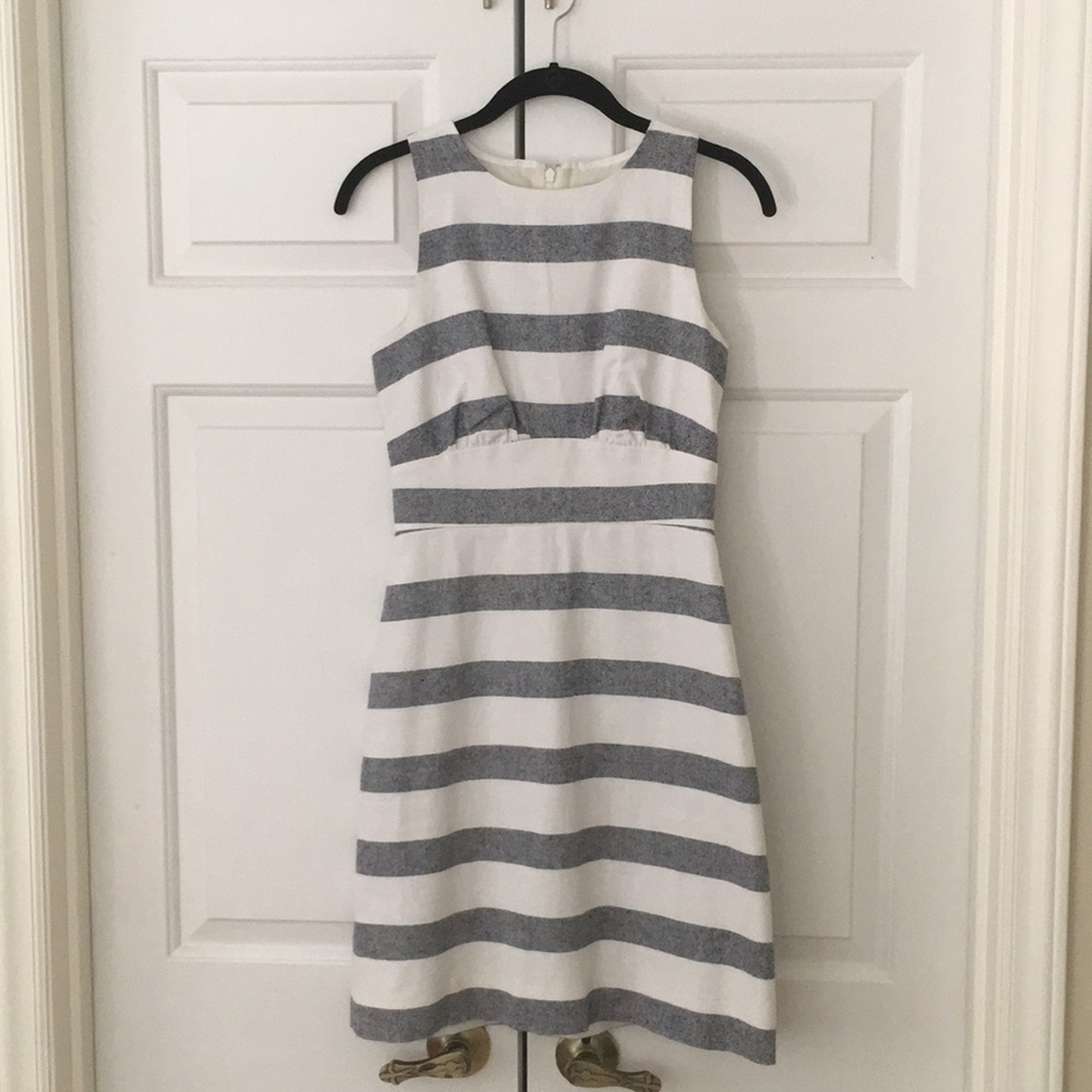 J crew navy and white striped dress